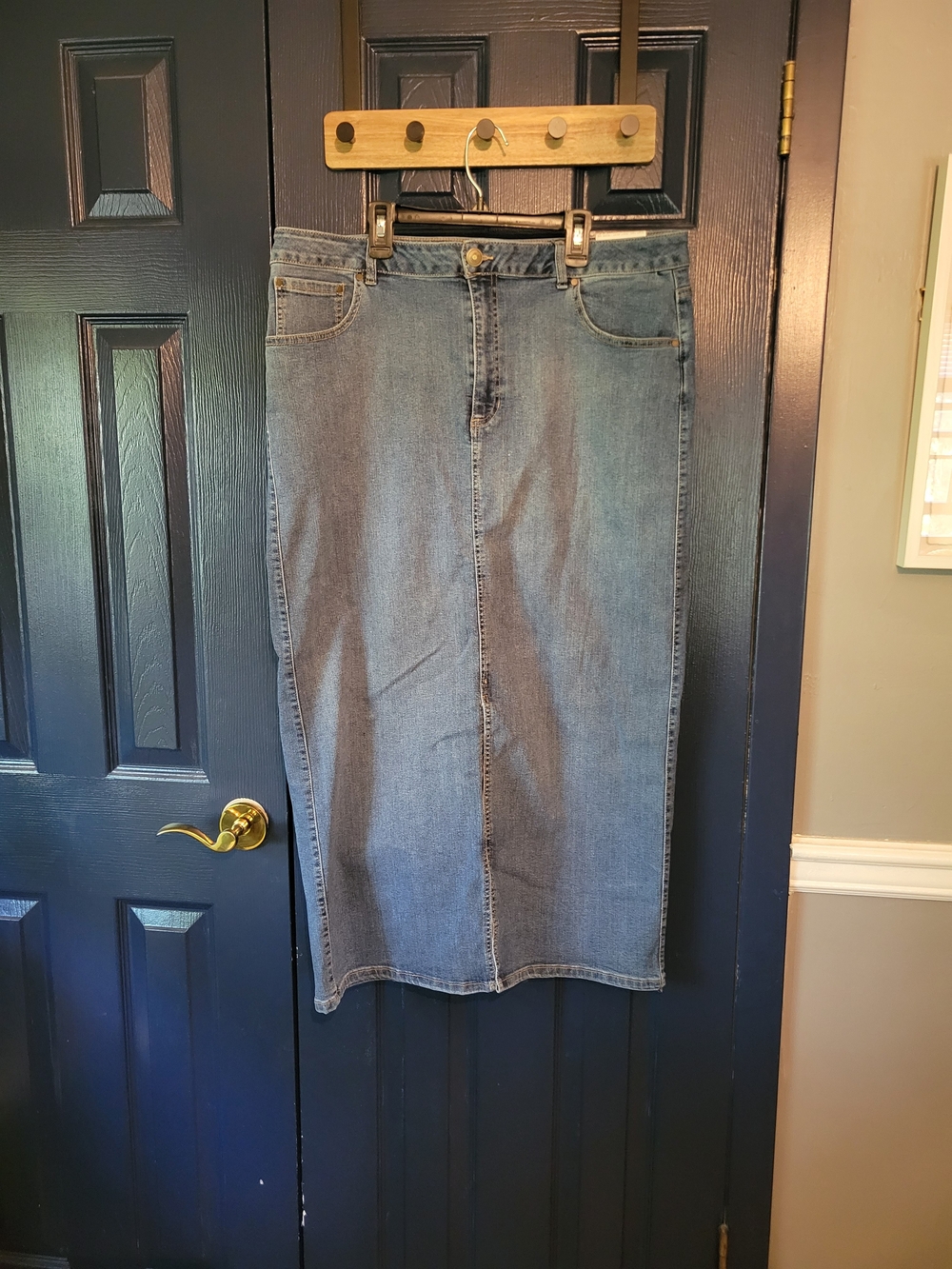 Rachel Zoe High-Rise Maxi Skirt in Medium Blue Denim